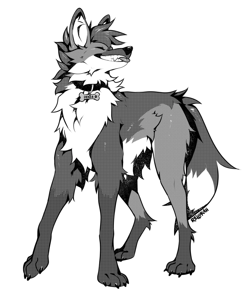 manga-style full-body feral commission by Reilukah (bonus sketch)